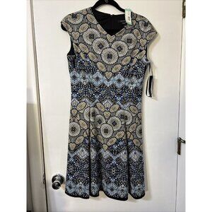 Adorne Women's Cobalt Naya Scuba Dress  Sleeveless‎ V Neck Fit And Flare Size 10